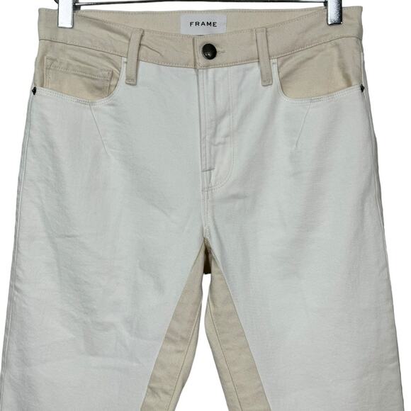 Frame Le Crop Mini Boot Jean 28 Two-Tone White Cream Color Block Casual Summer - Picture 3 of 11